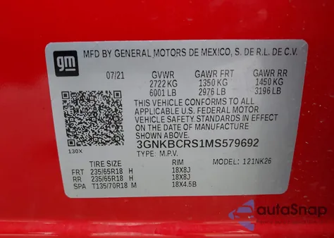 2021 Chevrolet Blazer Fwd 2Lt from USA, damaged, VIN 3GNKBCRS1MS579692